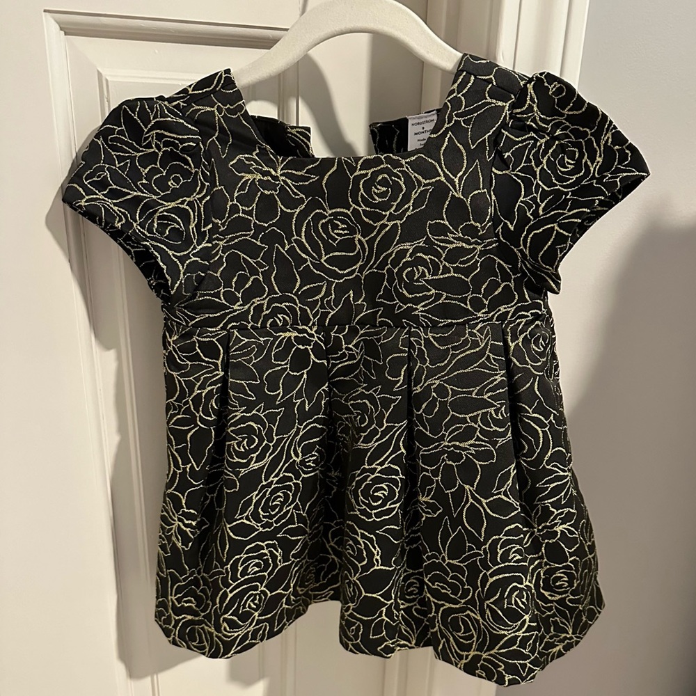 Nordstrom black metallic jacquard dress with bloomers